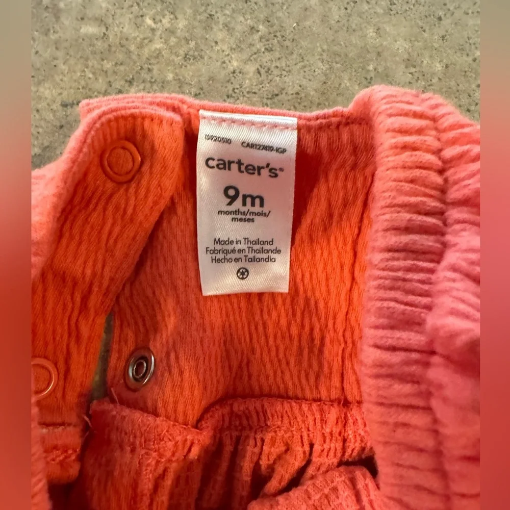Carter's Adorable Lace Coral Baby Romper, Size 9M